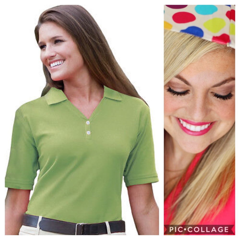Women's 2 Button Short Sleeve Polo Shirt Apple